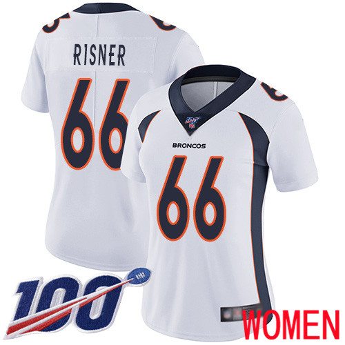 Women Denver Broncos 66 Dalton Risner White Vapor Untouchable Limited Player 100th Season Football NFL Jersey